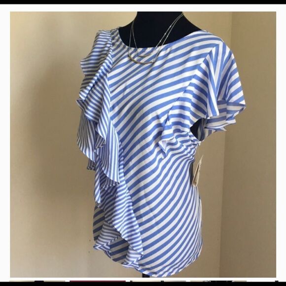14th and Union blue and white striped blouse - Picture 3 of 8